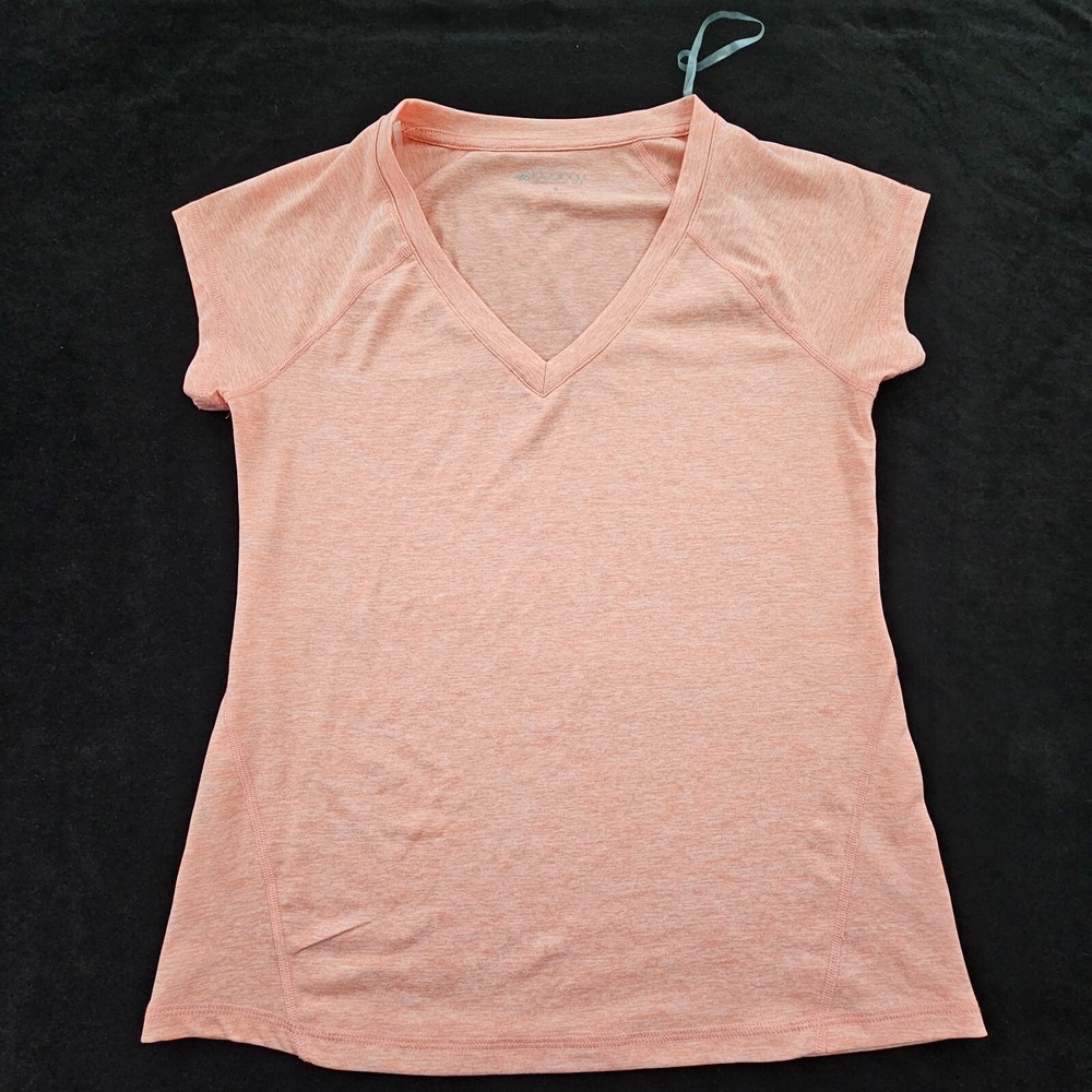 Ideology Light Orange Short Sleeve V-Neck‎ Performance T-Shirt Women's S